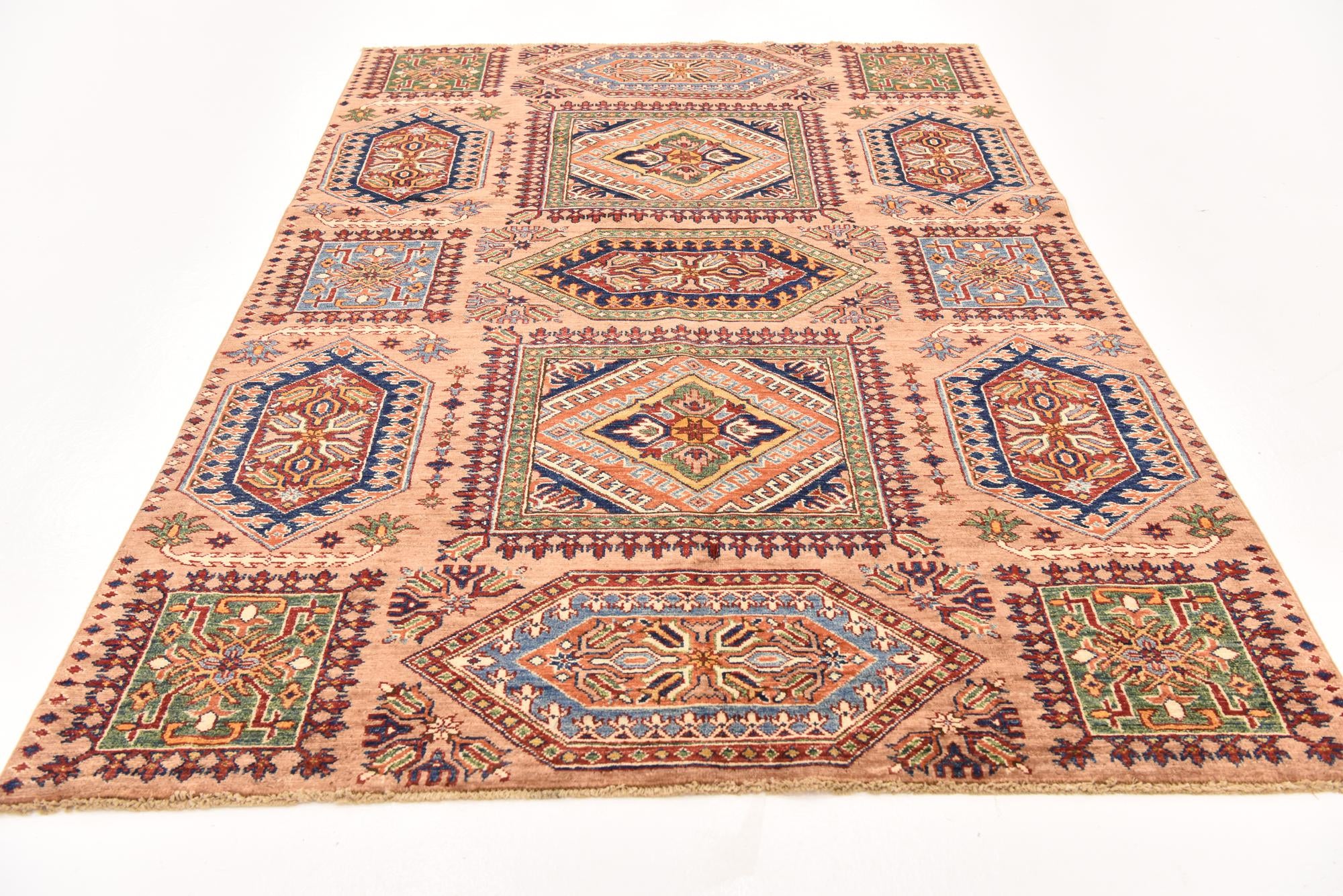 150cm x 215cm anudado a mano Kazak Alfombra Oriental