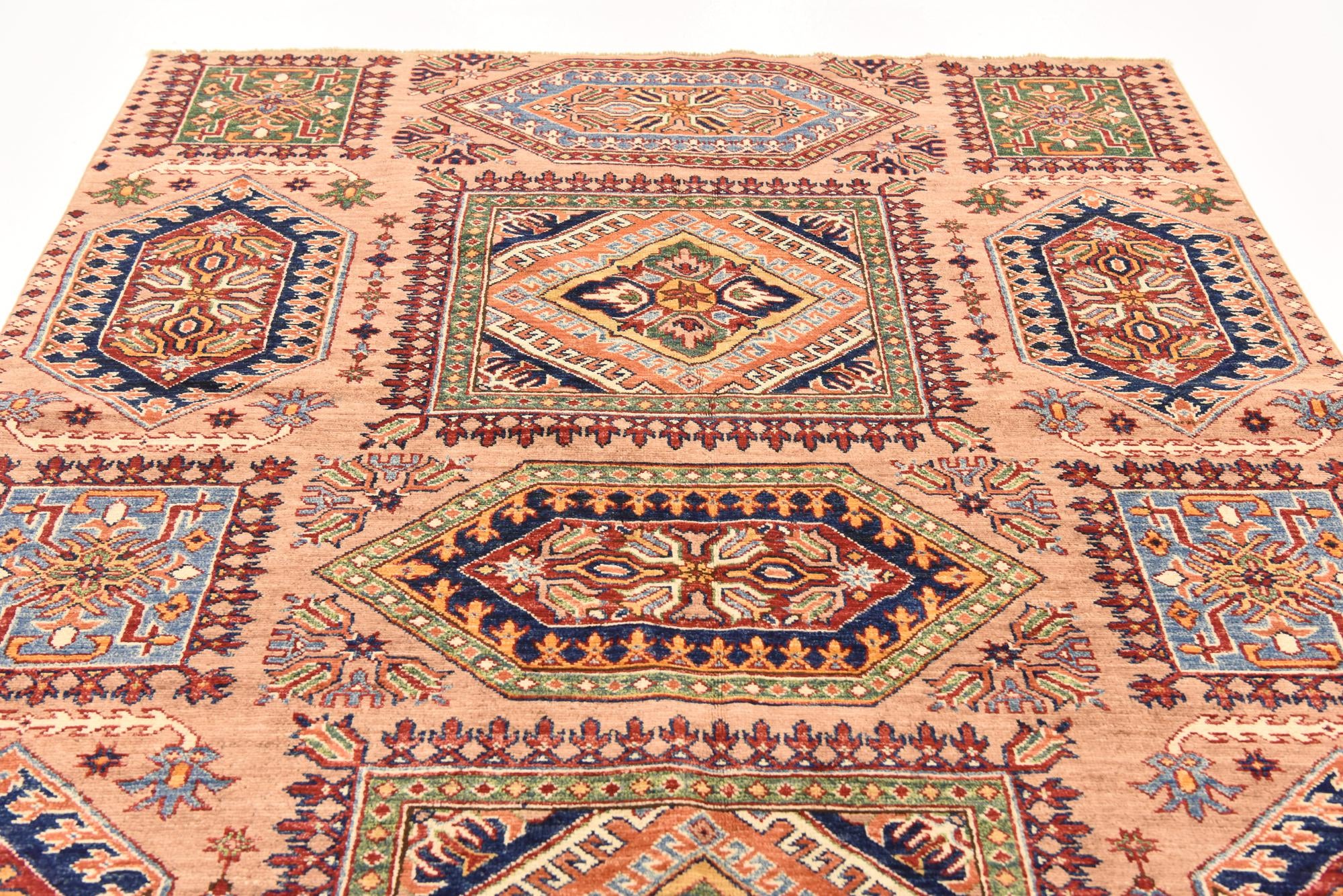 150cm x 215cm anudado a mano Kazak Alfombra Oriental