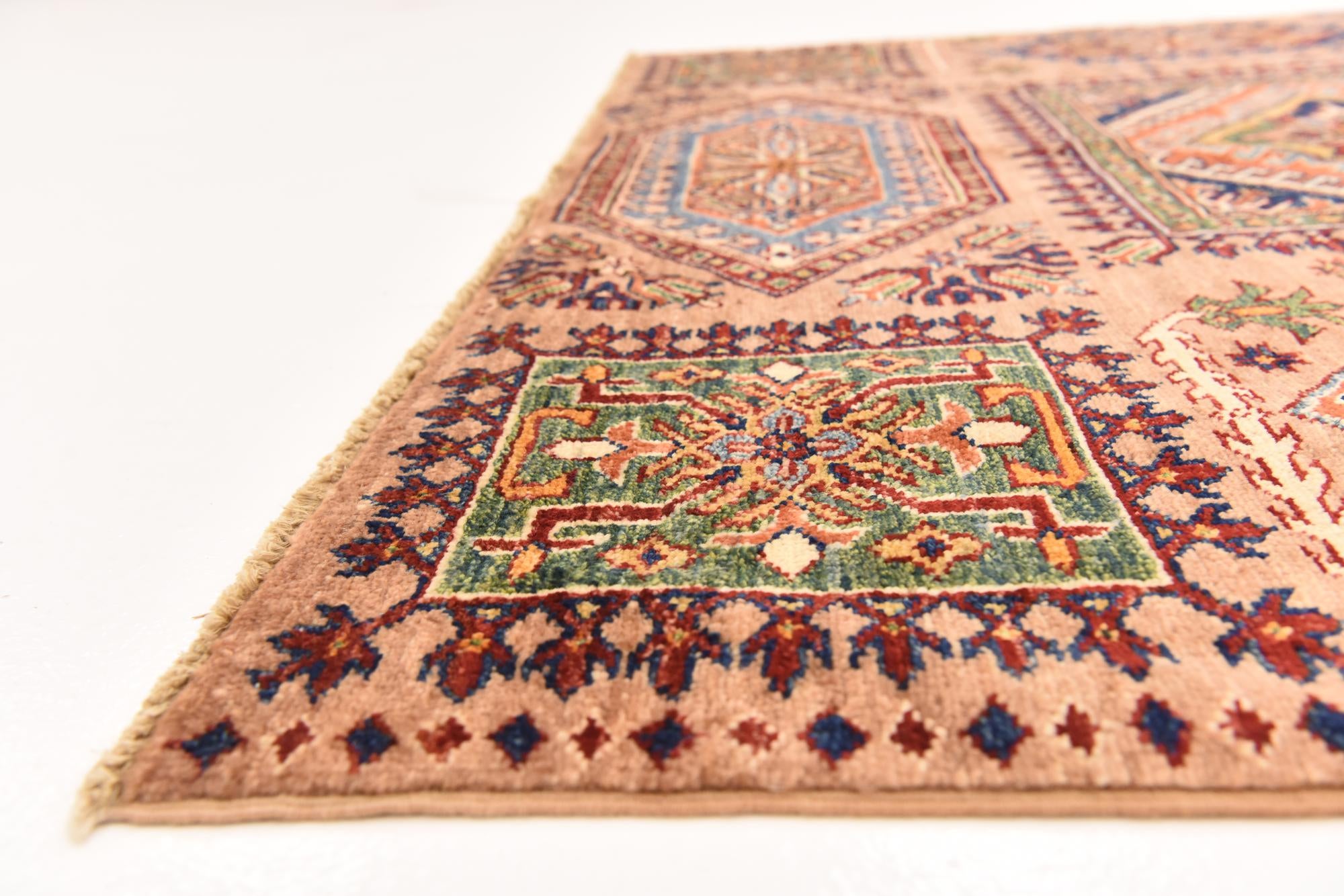 150cm x 215cm anudado a mano Kazak Alfombra Oriental