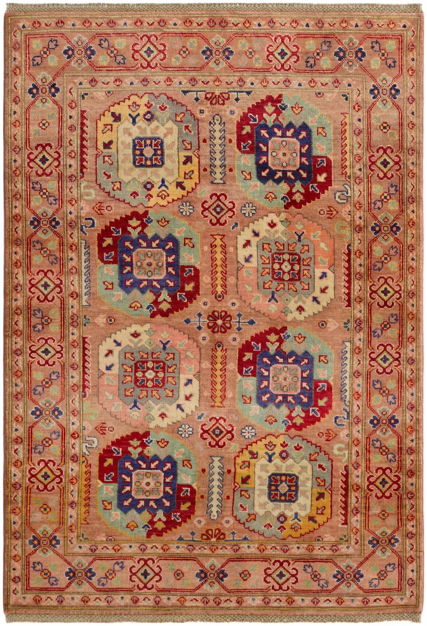 4' 2 x 5' 10 Hand Knotted Kazak Rug