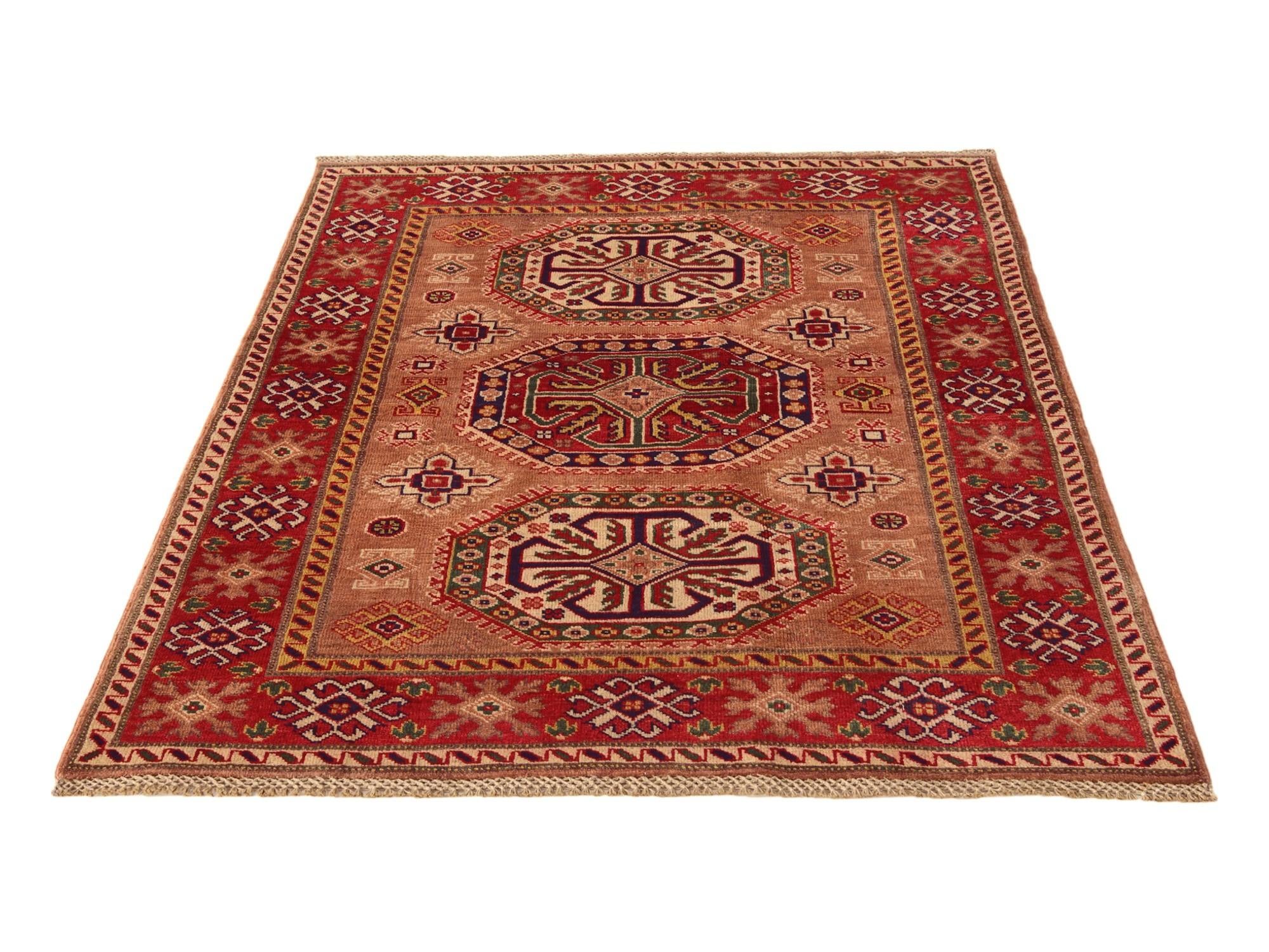 4' x 5' 7 Hand Knotted Kazak Rug