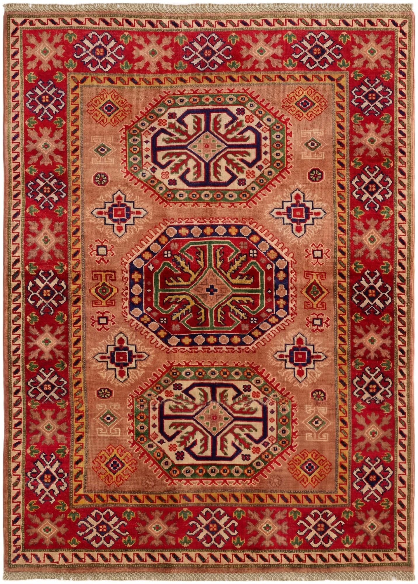 4' x 5' 7 Hand Knotted Kazak Rug
