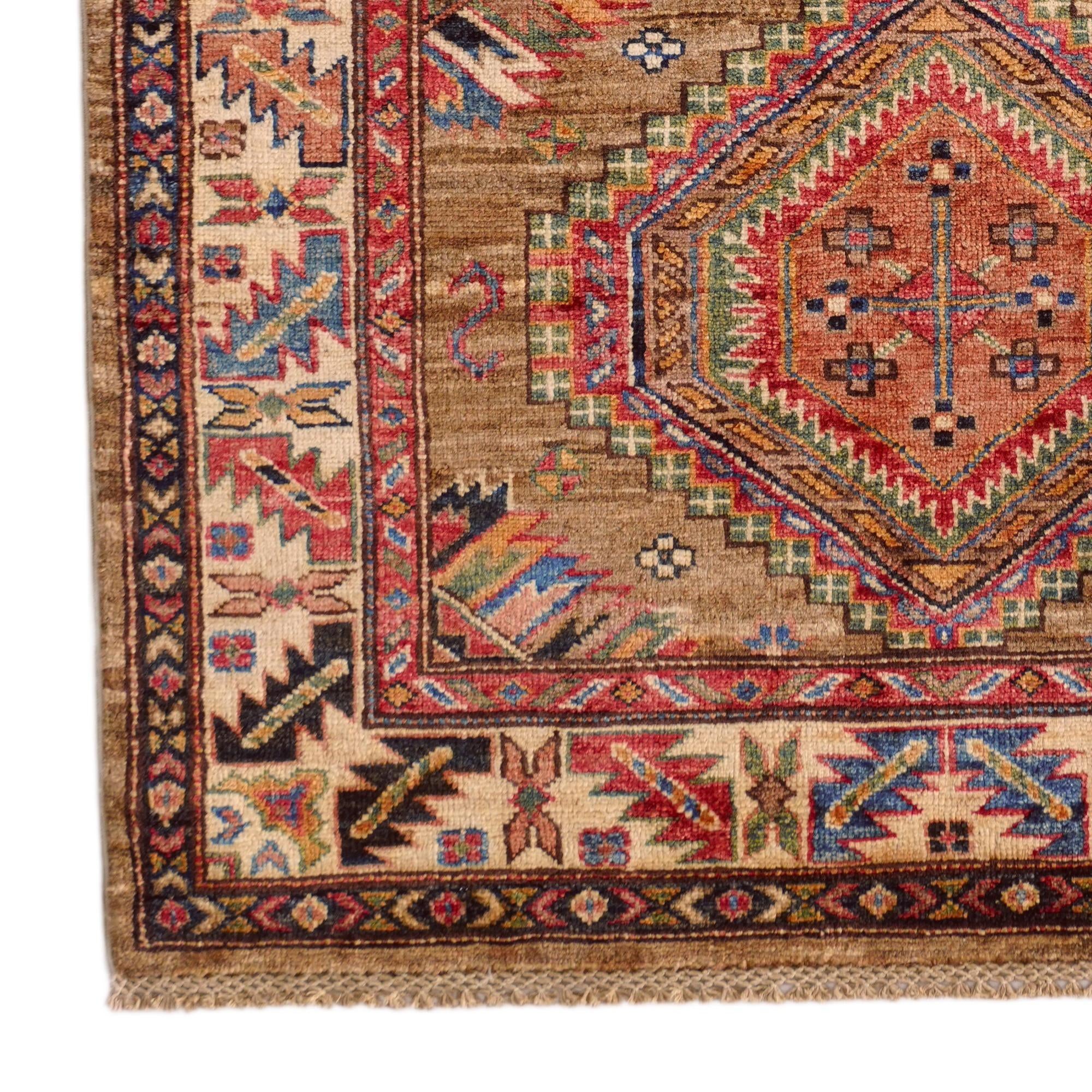 3' 4 x 5' 3 Hand Knotted Kazak Rug