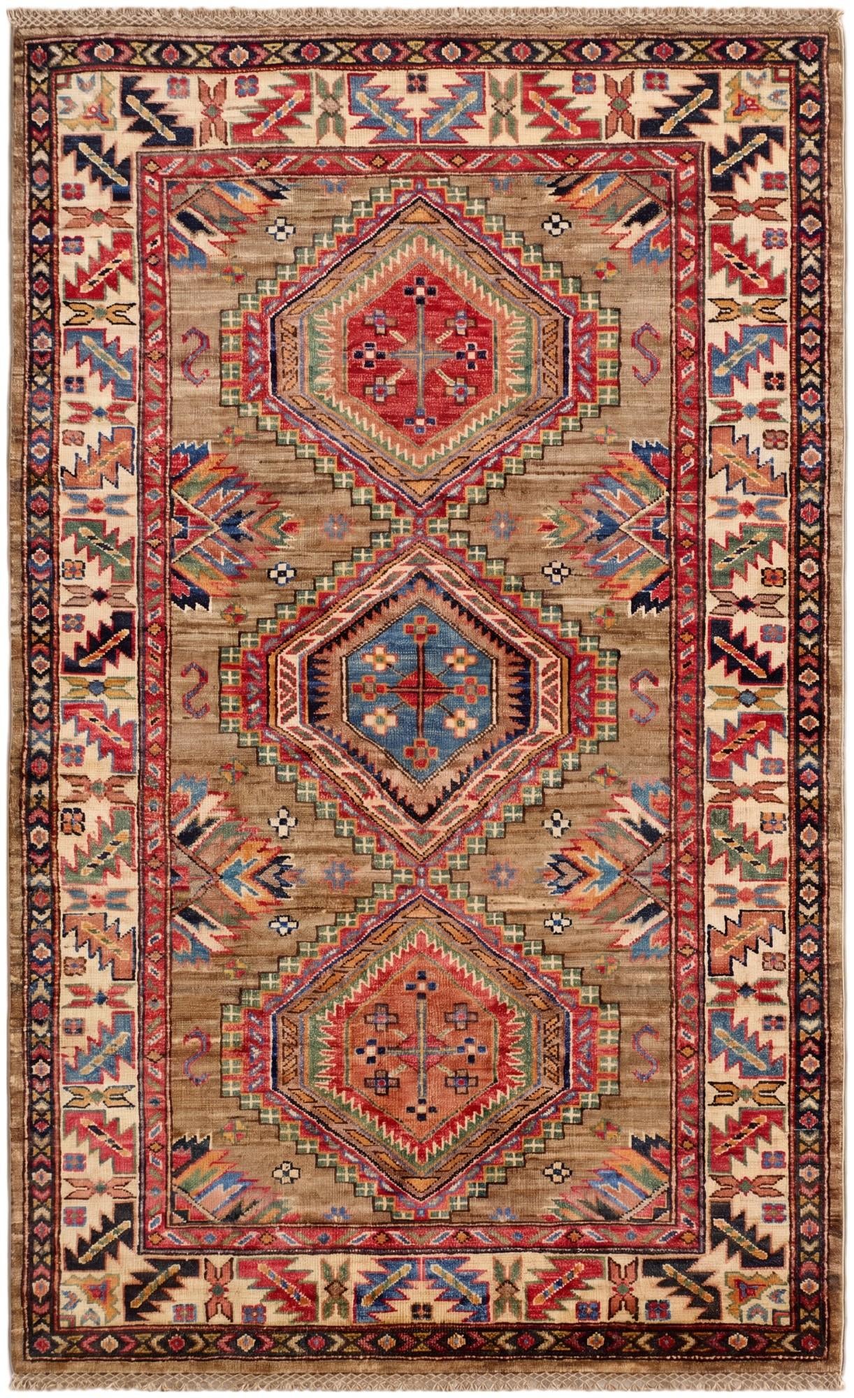 3' 4 x 5' 3 Hand Knotted Kazak Rug
