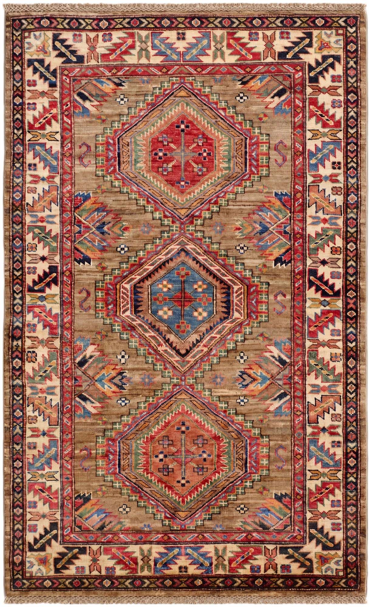 3' 4 x 5' 3 Hand Knotted Kazak Rug