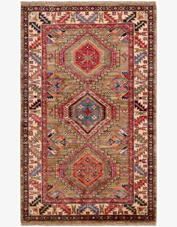 3' 4 x 5' 3 Hand Knotted Kazak Rug