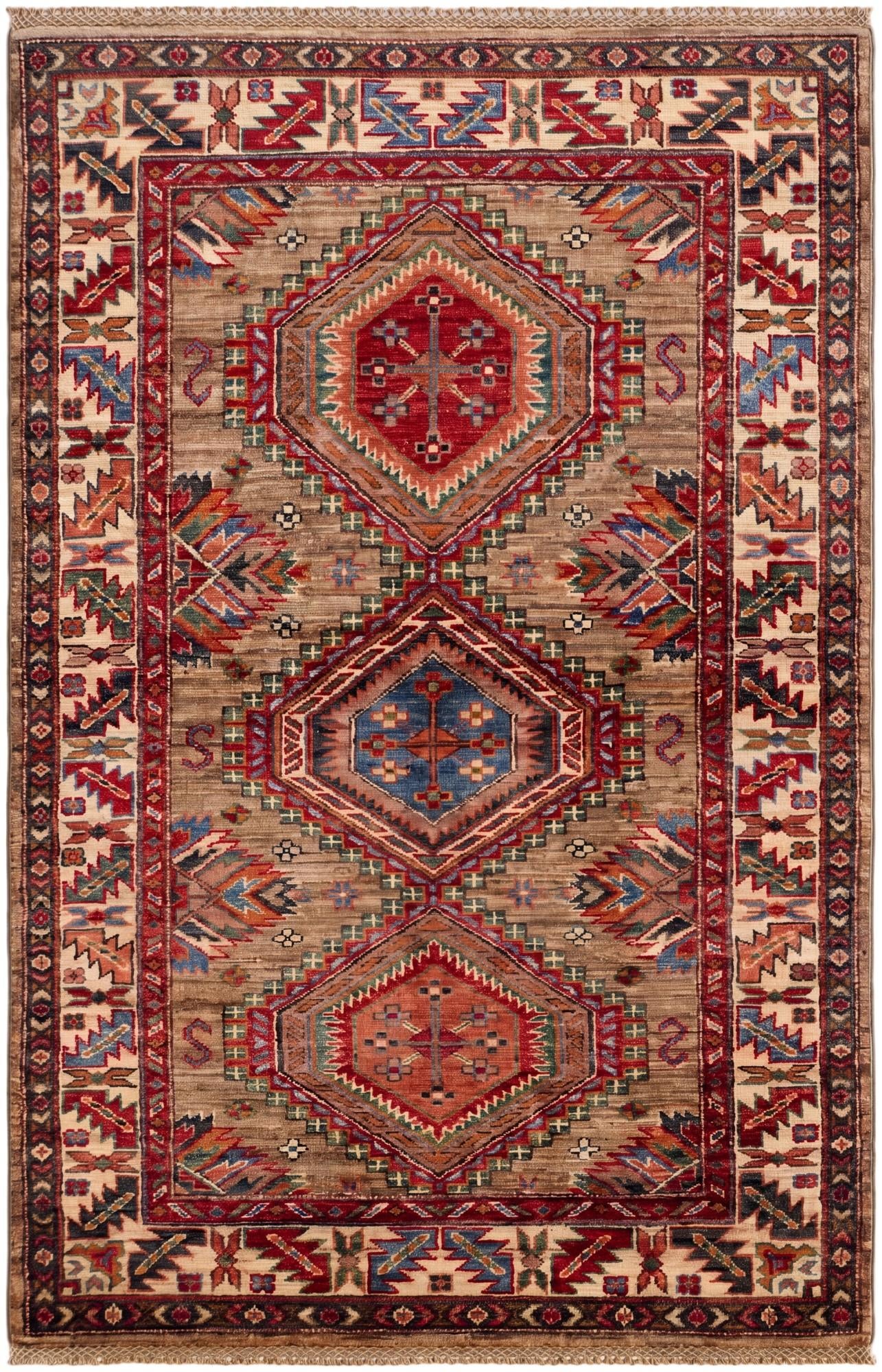 3' 4 x 5' 1 Hand Knotted Kazak Rug