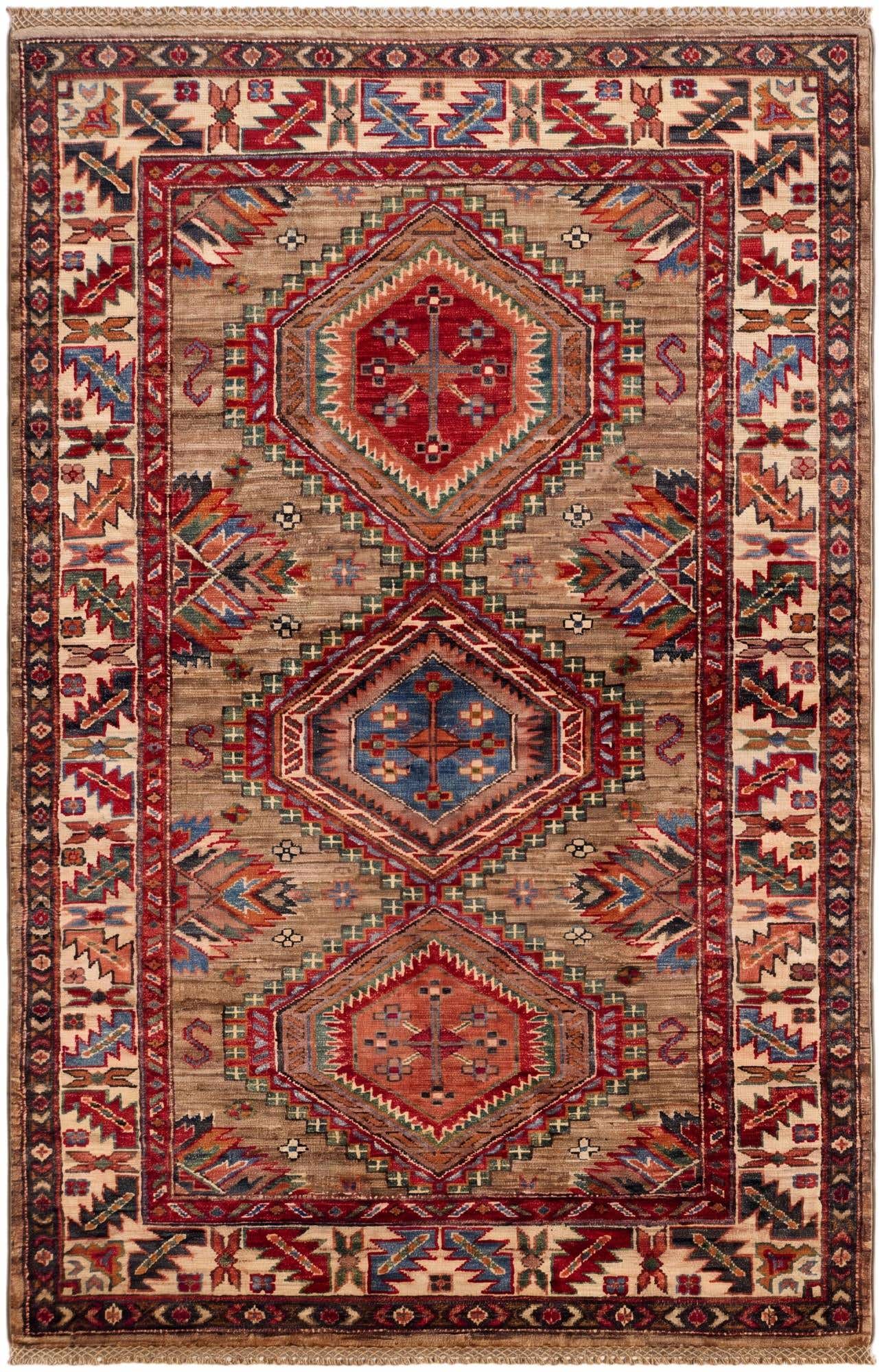 3' 4 x 5' 1 Hand Knotted Kazak Rug
