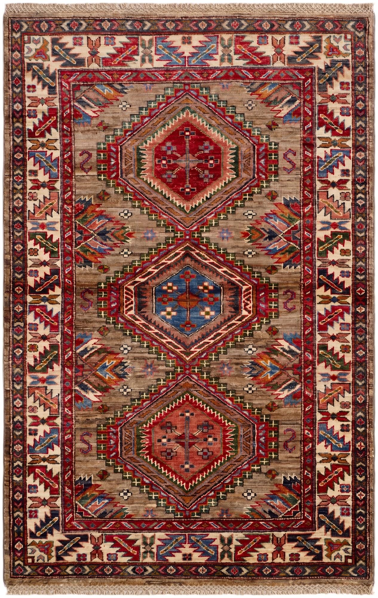 3' 4 x 5' 1 Hand Knotted Kazak Rug