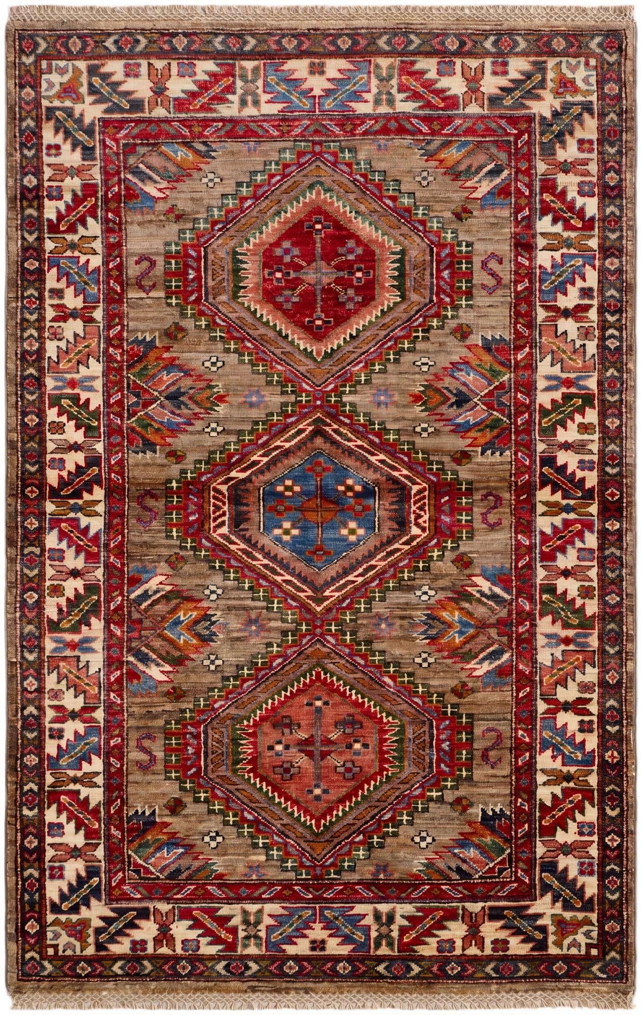 3' 4 x 5' 1 Hand Knotted Kazak Rug
