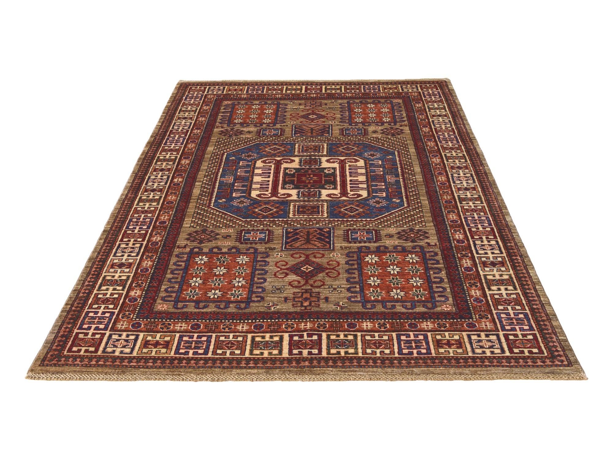5' 9 x 8' 2 Hand Knotted Kazak Rug