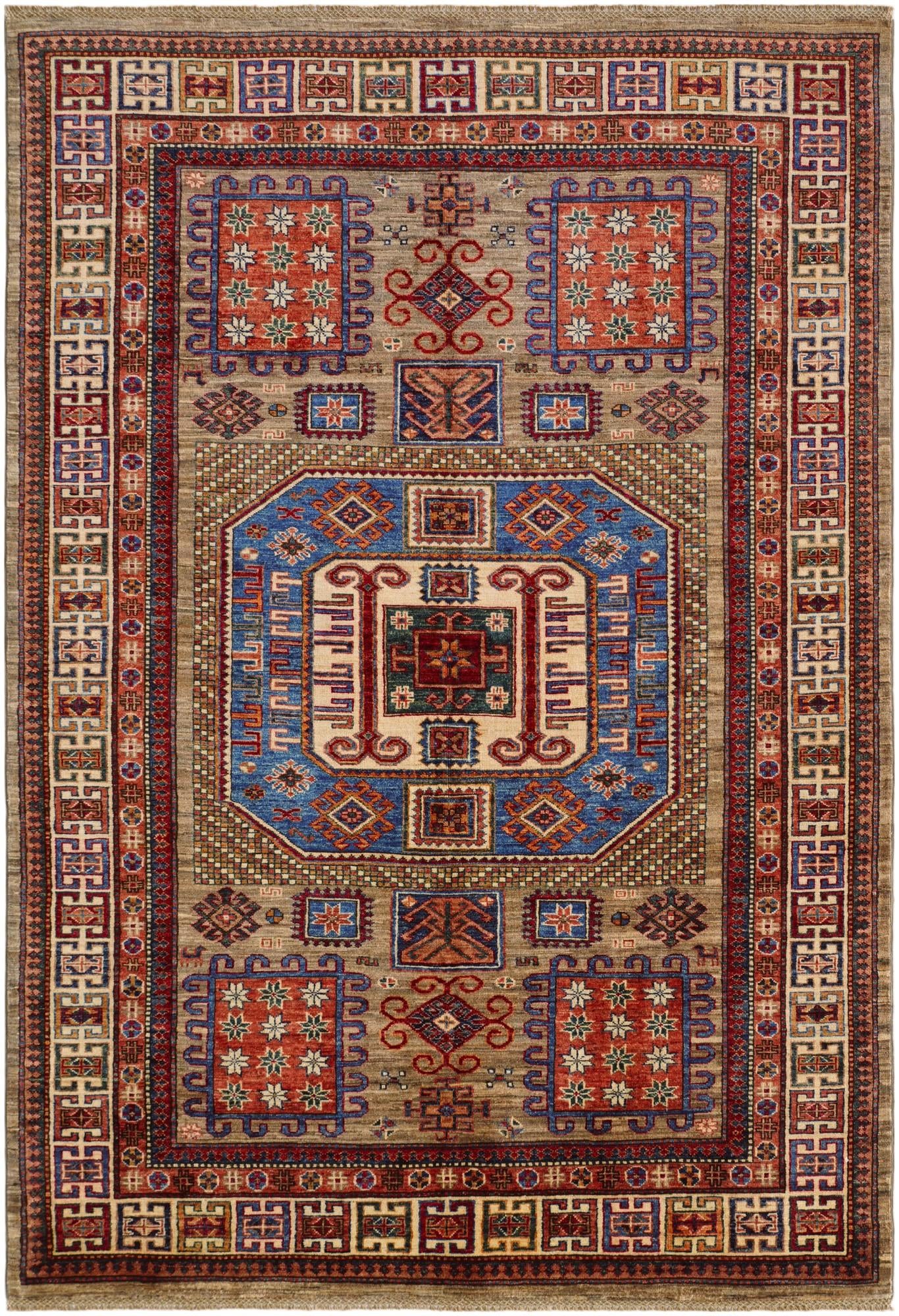 5' 9 x 8' 2 Hand Knotted Kazak Rug