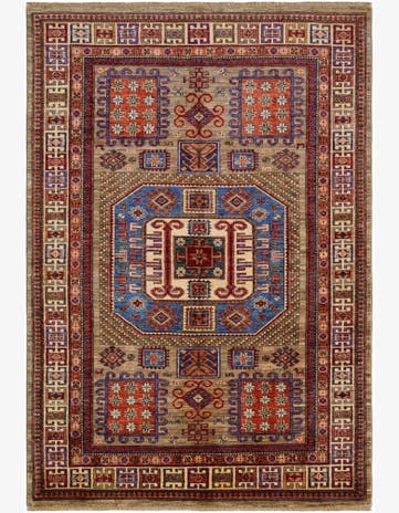 5' 9 x 8' 2 Hand Knotted Kazak Rug