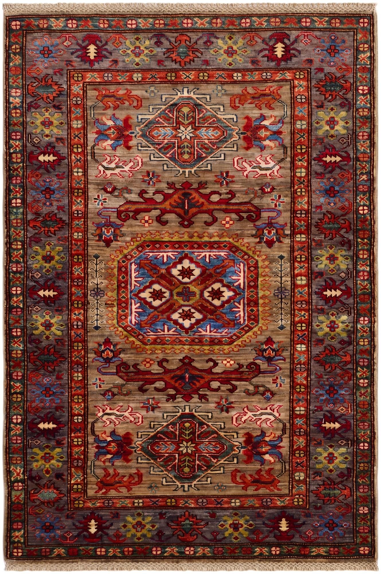 3' 5 x 5' 1 Hand Knotted Kazak Rug