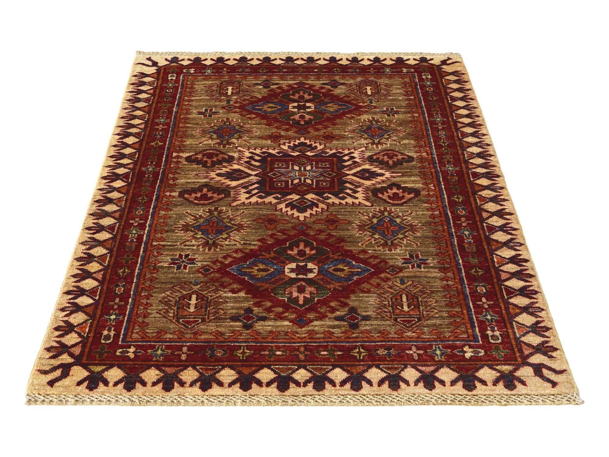 3' 2 x 4' 8 Hand Knotted Kazak Rug
