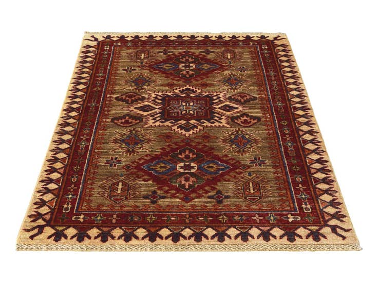 Detail image of 3' 2 x 4' 8 Hand Knotted Kazak Rug