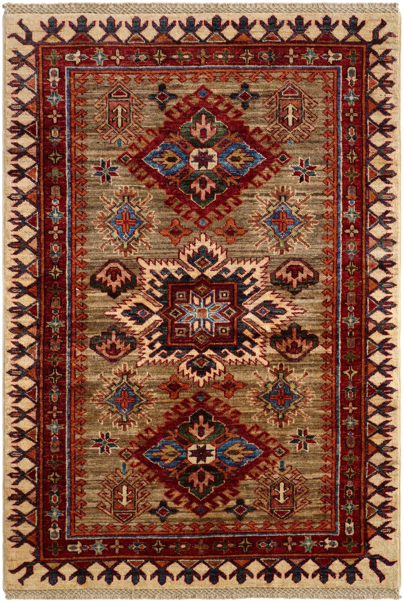 3' 2 x 4' 8 Hand Knotted Kazak Rug