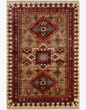 3' 2 x 4' 8 Hand Knotted Kazak Rug