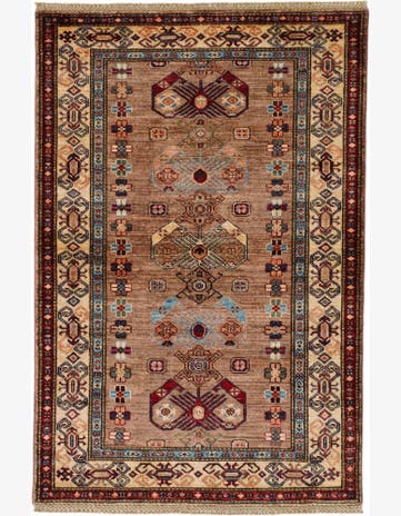 3' 5 x 5' 2 Hand Knotted Kazak Rug