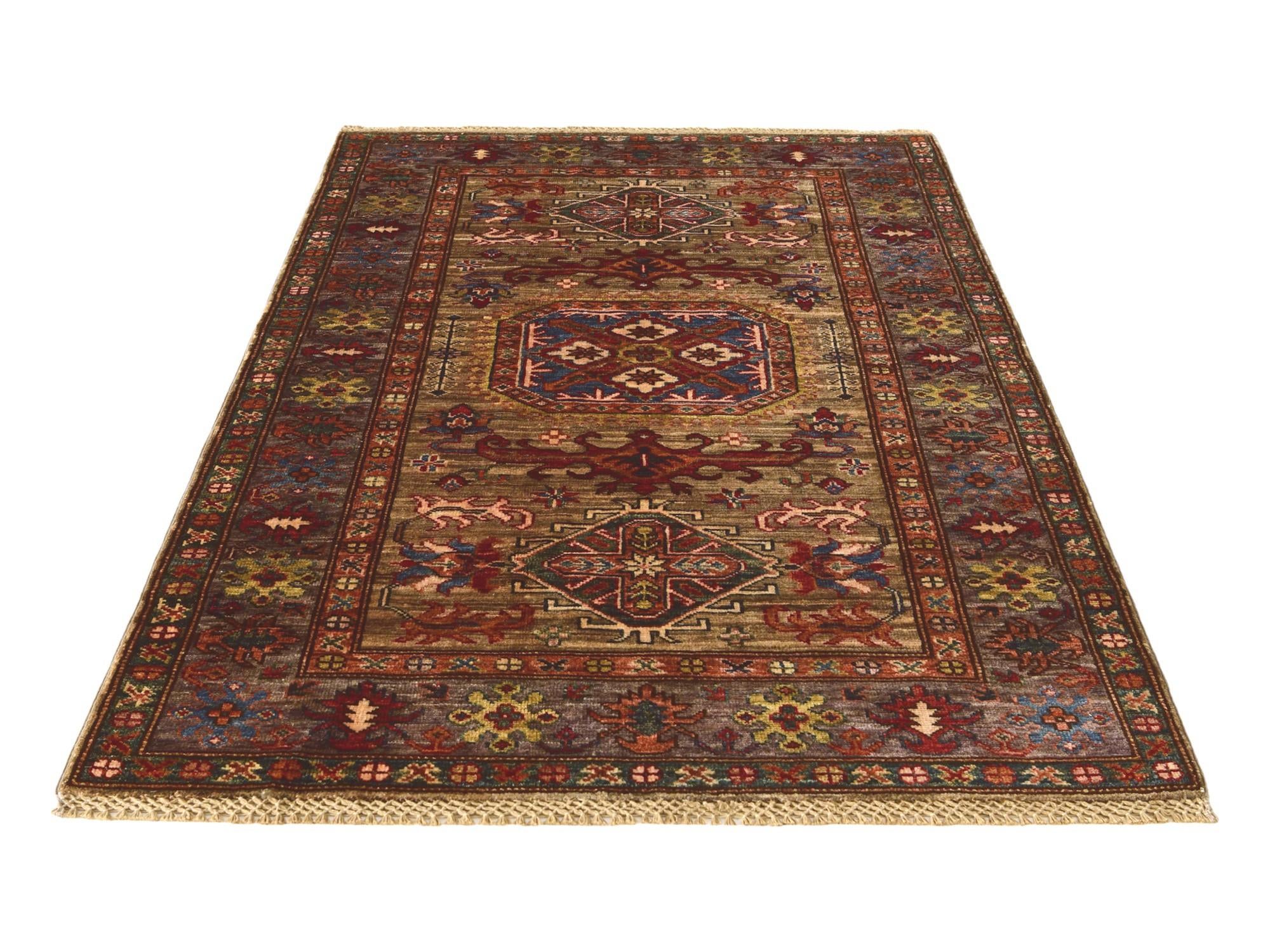 3' 4 x 5' Hand Knotted Kazak Rug