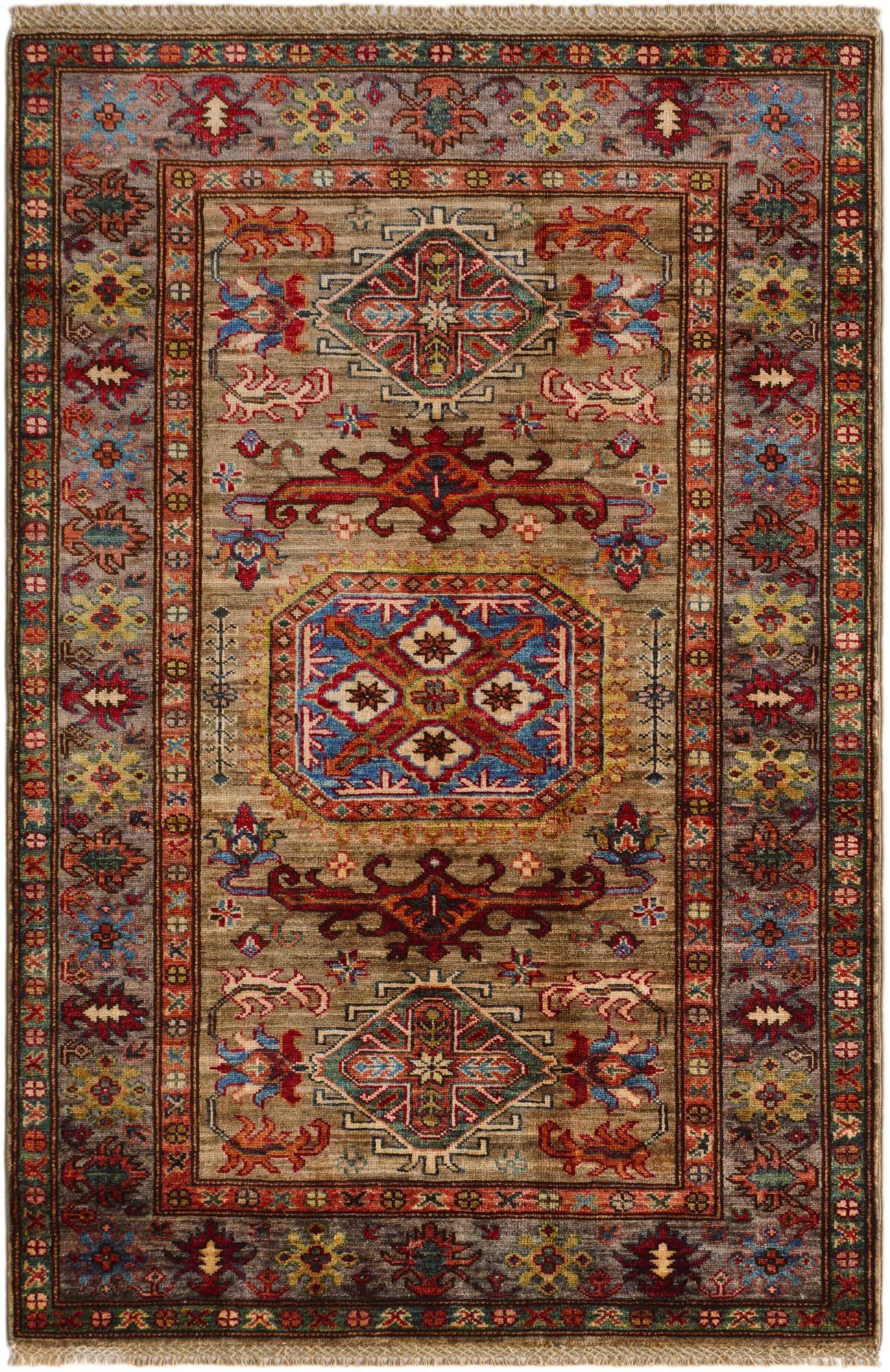 3' 4 x 5' Hand Knotted Kazak Rug