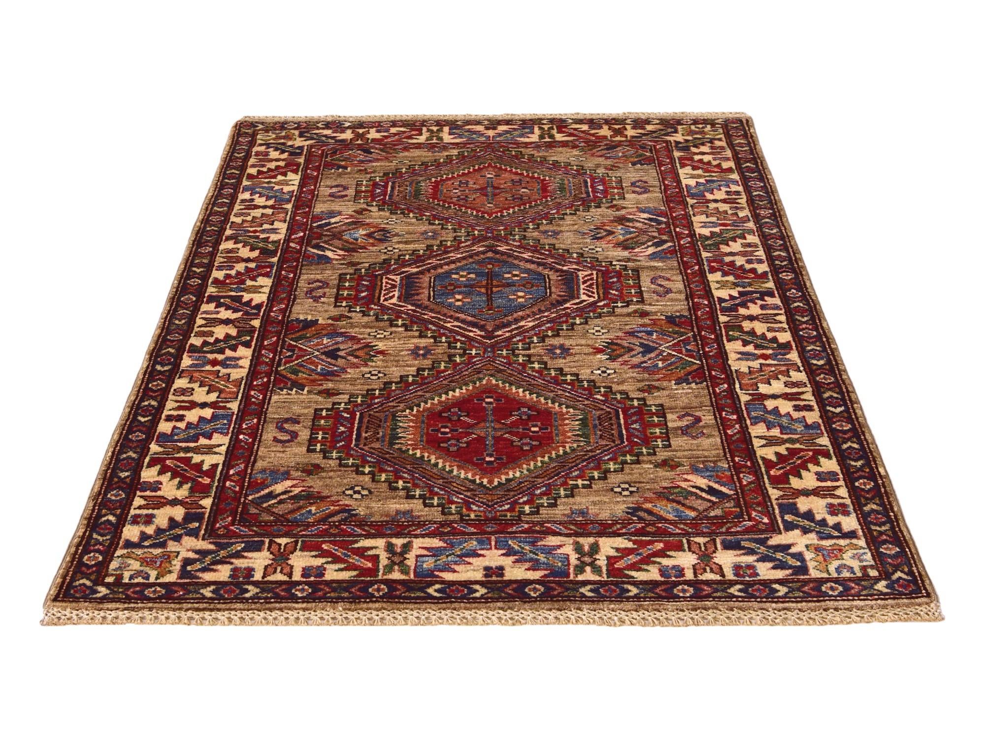 3' 5 x 5' 2 Hand Knotted Kazak Rug