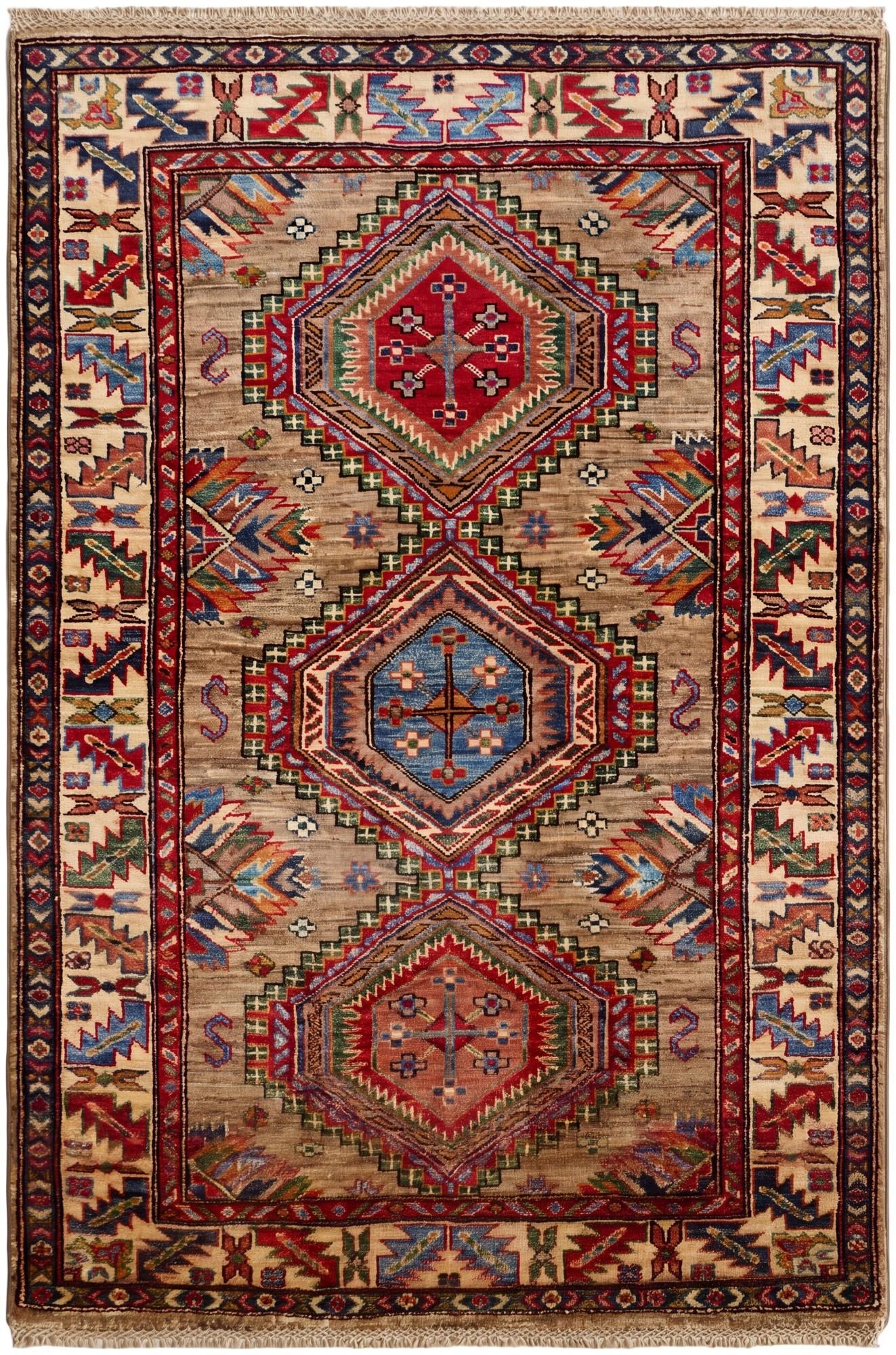 3' 5 x 5' 2 Hand Knotted Kazak Rug