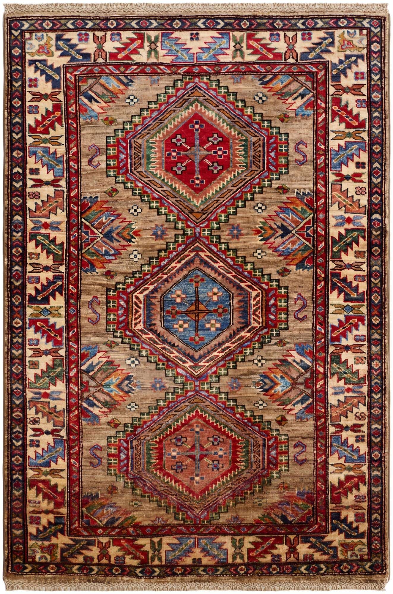 3' 5 x 5' 2 Hand Knotted Kazak Rug
