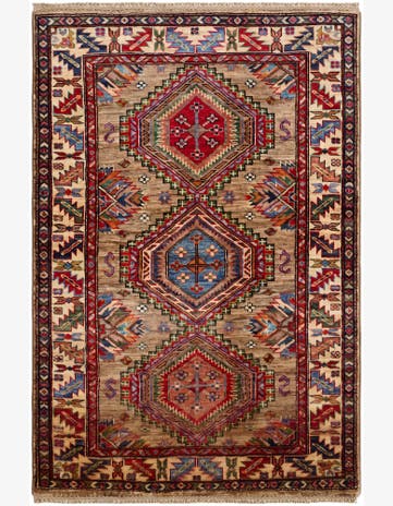 3' 5 x 5' 2 Hand Knotted Kazak Rug