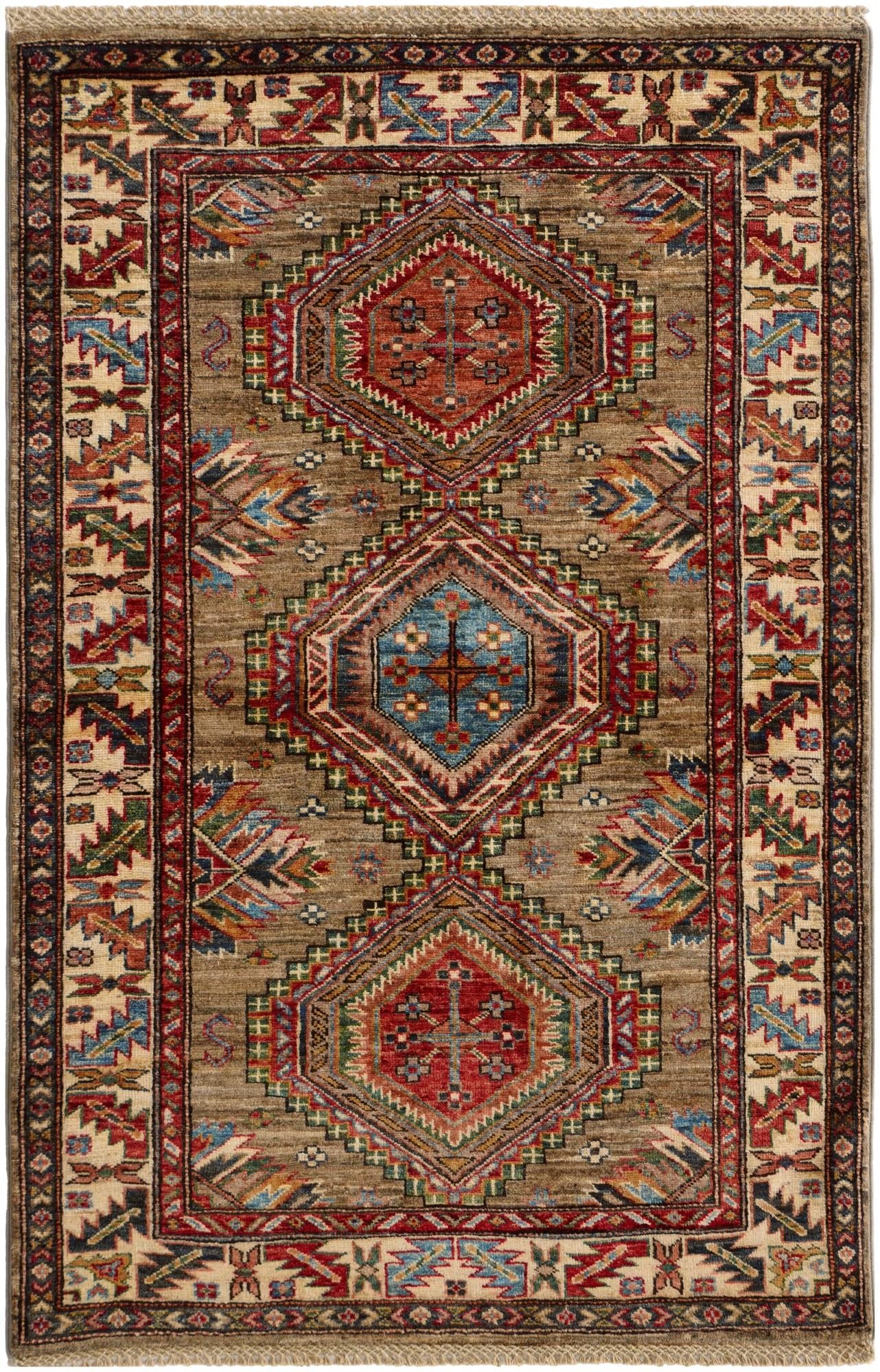 3' 3 x 5' Hand Knotted Kazak Rug