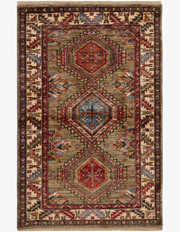 3' 3 x 5' Hand Knotted Kazak Rug