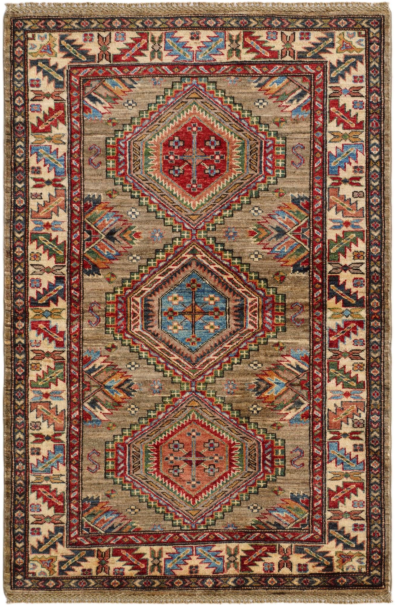 3' 5 x 5' 2 Hand Knotted Kazak Rug
