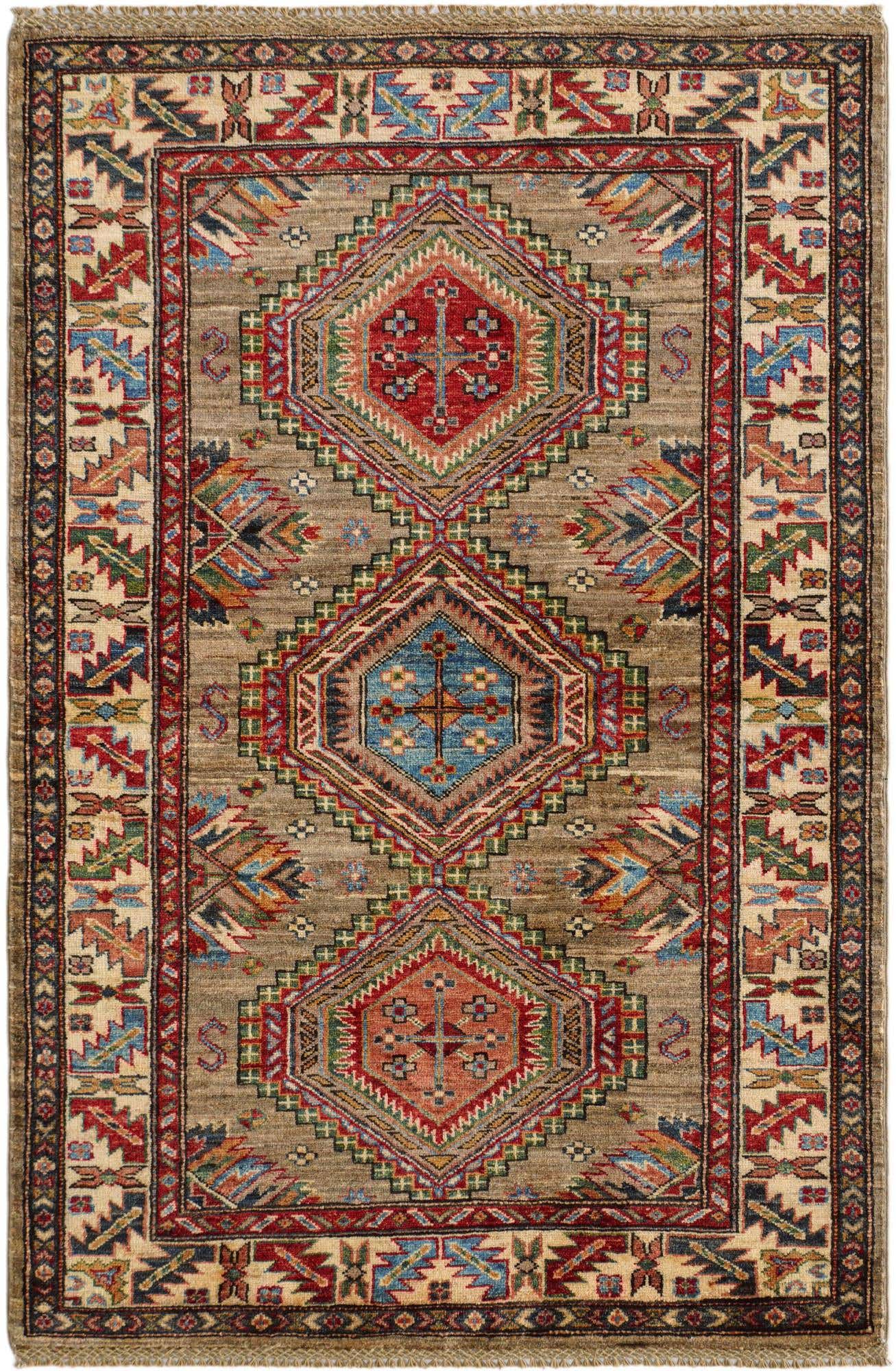 3' 5 x 5' 2 Hand Knotted Kazak Rug