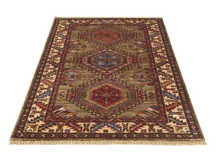 Detail image of 3' 4 x 5' 2 Hand Knotted Kazak Rug