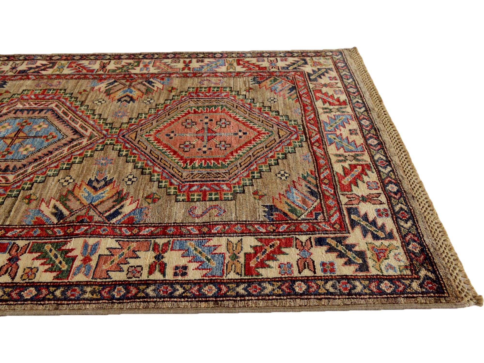 3' 4 x 5' 2 Hand Knotted Kazak Rug