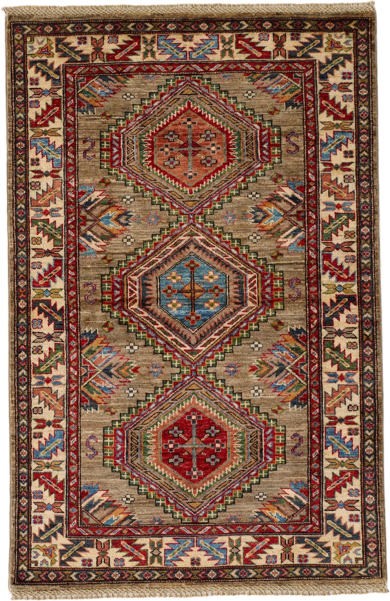 3' 4 x 5' 2 Hand Knotted Kazak Rug