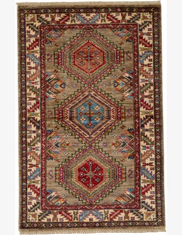 3' 4 x 5' 2 Hand Knotted Kazak Rug