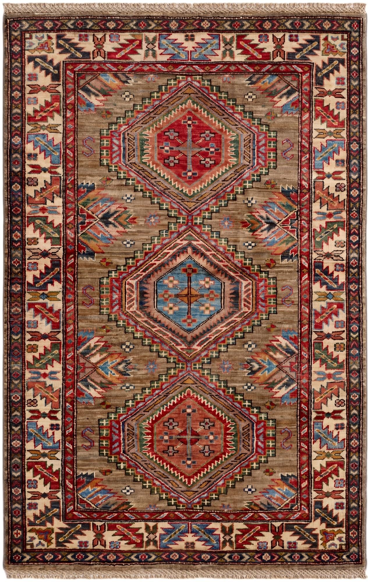 3' 3 x 4' 11 Hand Knotted Kazak Rug
