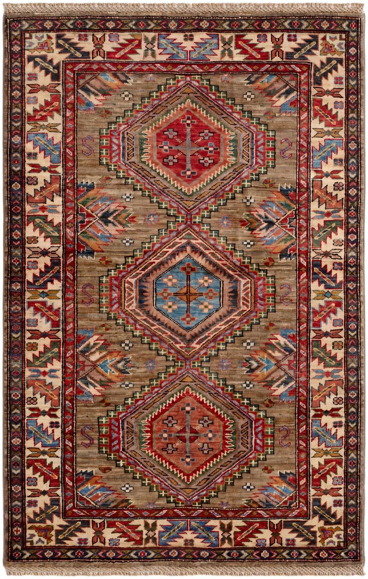 3' 3 x 4' 11 Hand Knotted Kazak Rug