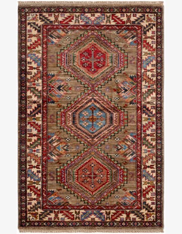 3' 3 x 4' 11 Hand Knotted Kazak Rug