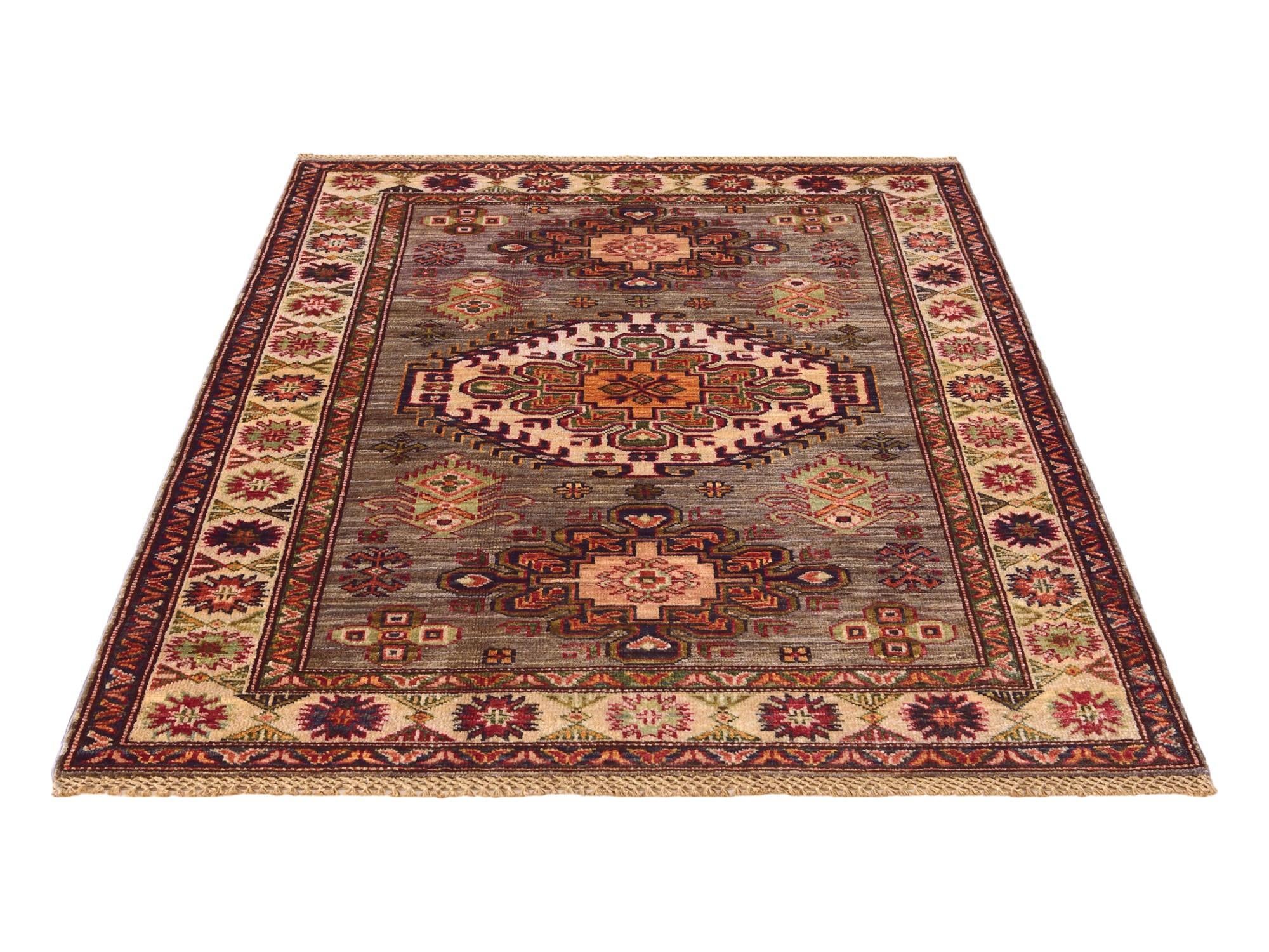 3' 8 x 4' 11 Hand Knotted Kazak Rug