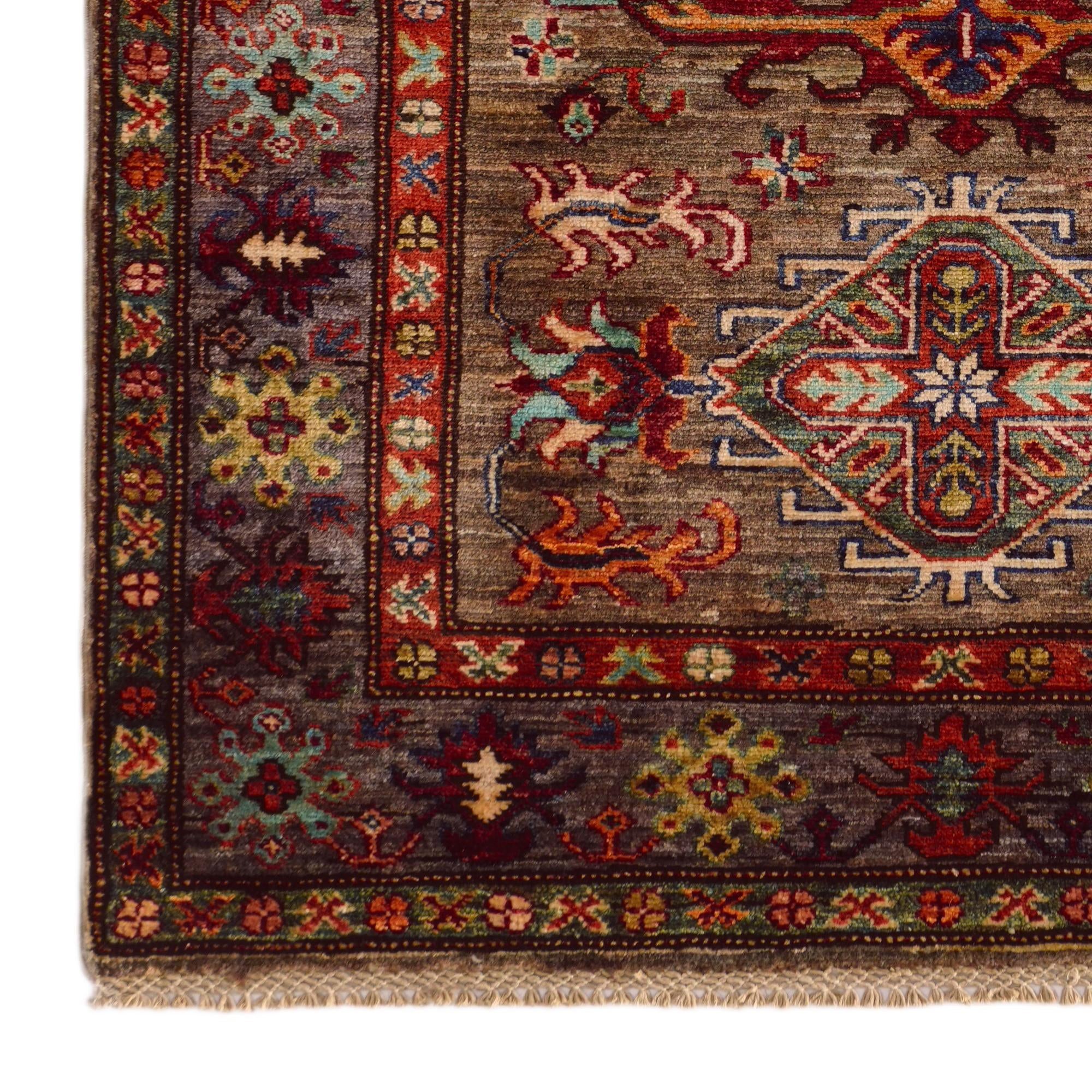 3' 4 x 5' 2 Hand Knotted Kazak Rug