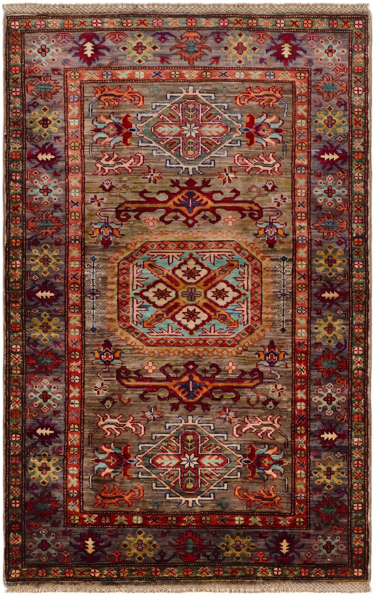 3' 4 x 5' 2 Hand Knotted Kazak Rug