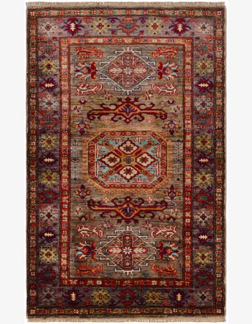 3' 4 x 5' 2 Hand Knotted Kazak Rug