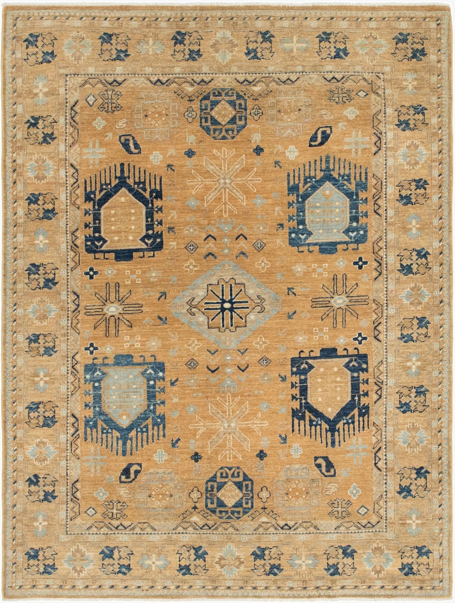 4' 10 x 6' 6  Hand Knotted Kazak Rug