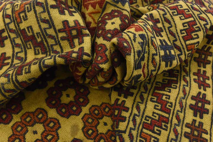 4' 2 x 6' 5 Hand Woven Kilim Afghan Wool Rug