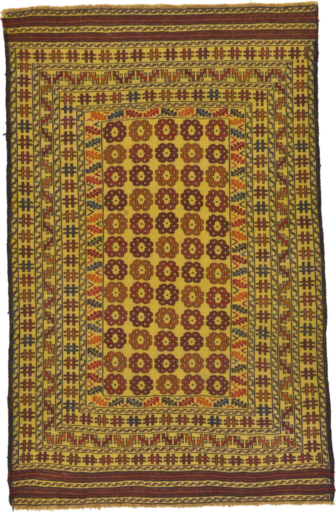 4' 2 x 6' 5 Hand Woven Kilim Afghan Wool Rug