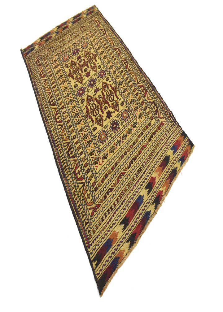 4' x 6' 3 Hand Woven Kilim Afghan Wool Rug
