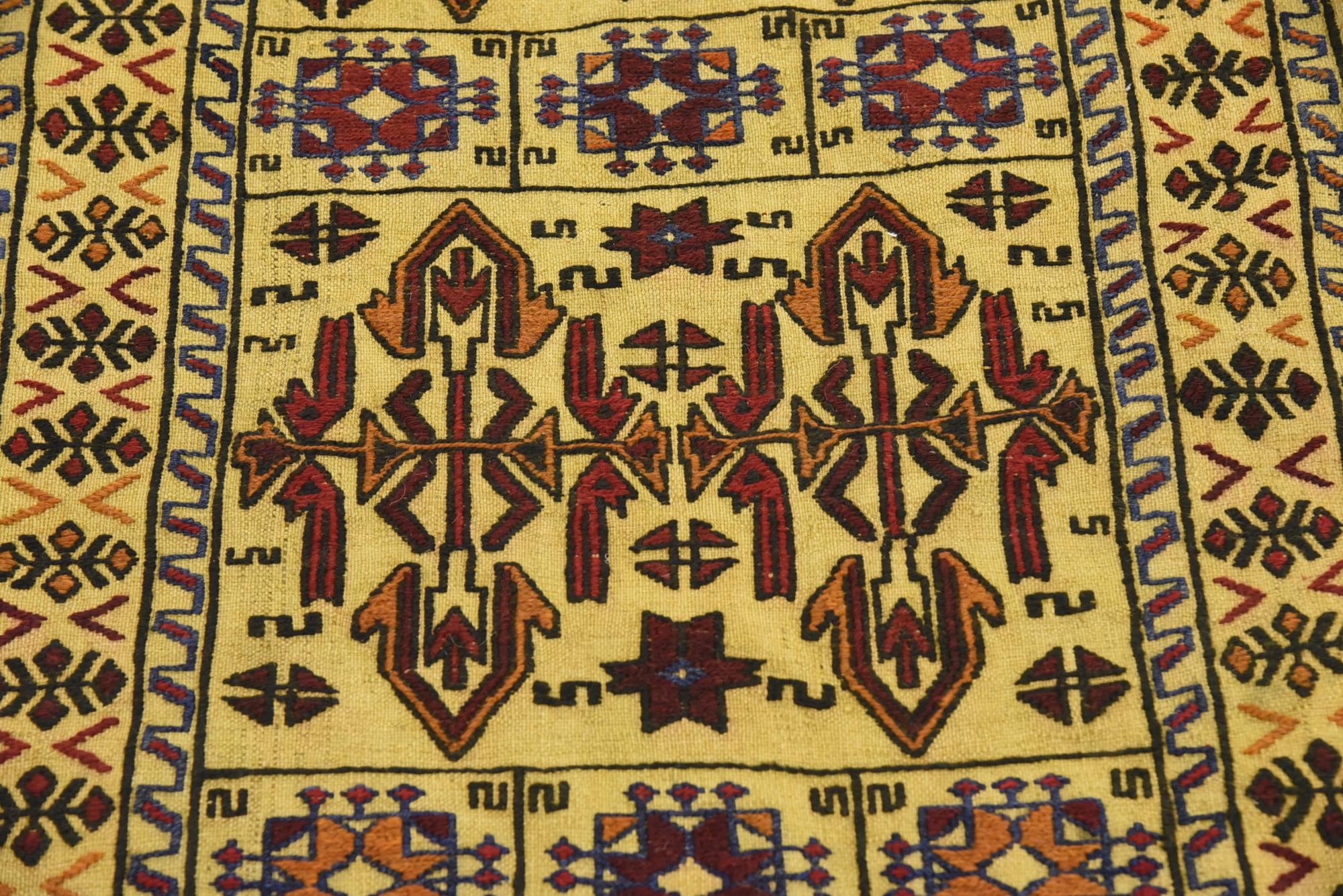 4' x 6' 3 Hand Woven Kilim Afghan Wool Rug