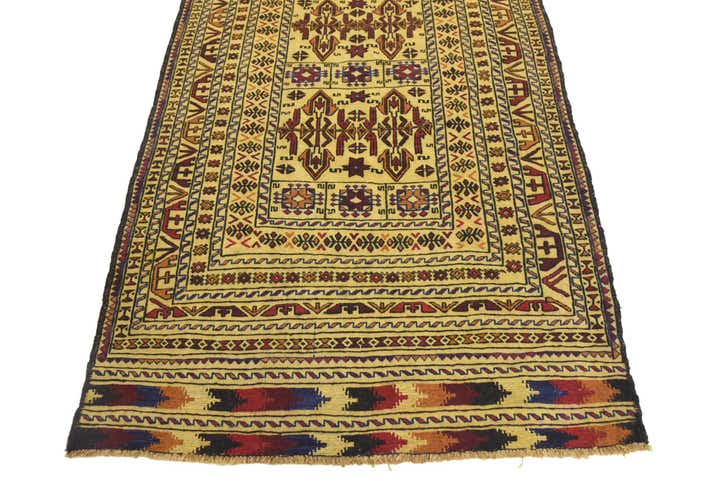 4' x 6' 3 Hand Woven Kilim Afghan Wool Rug